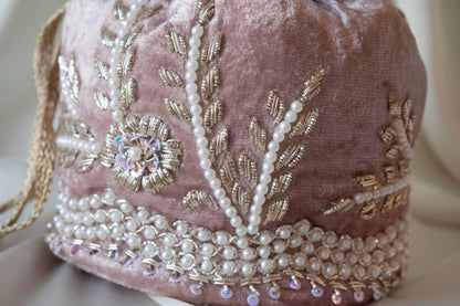 PRE-ORDER - Leylani Potli Bag (Dusky Pink Velvet)