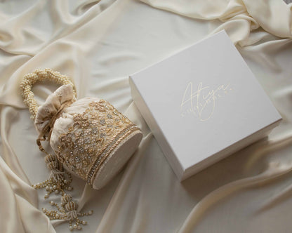 PRE-ORDER - Ruby Potli Bag (Cream Velvet)