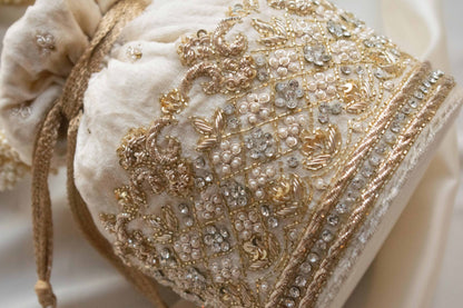 PRE-ORDER - Ruby Potli Bag (Cream Velvet)