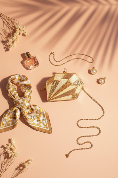 Gold Minaudière — Crystal & Florals