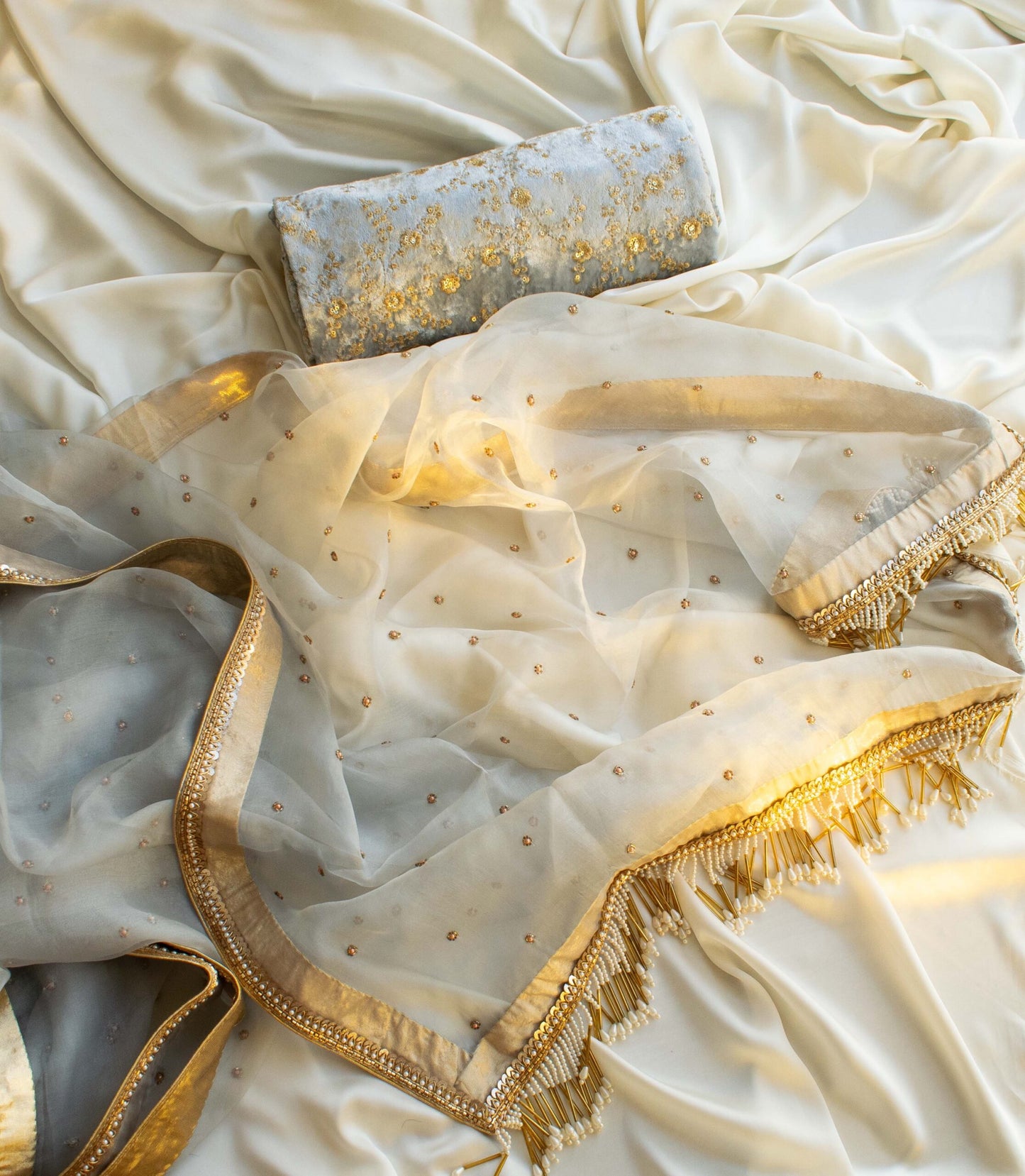 Amelia Organza Saree (Powder Blue)