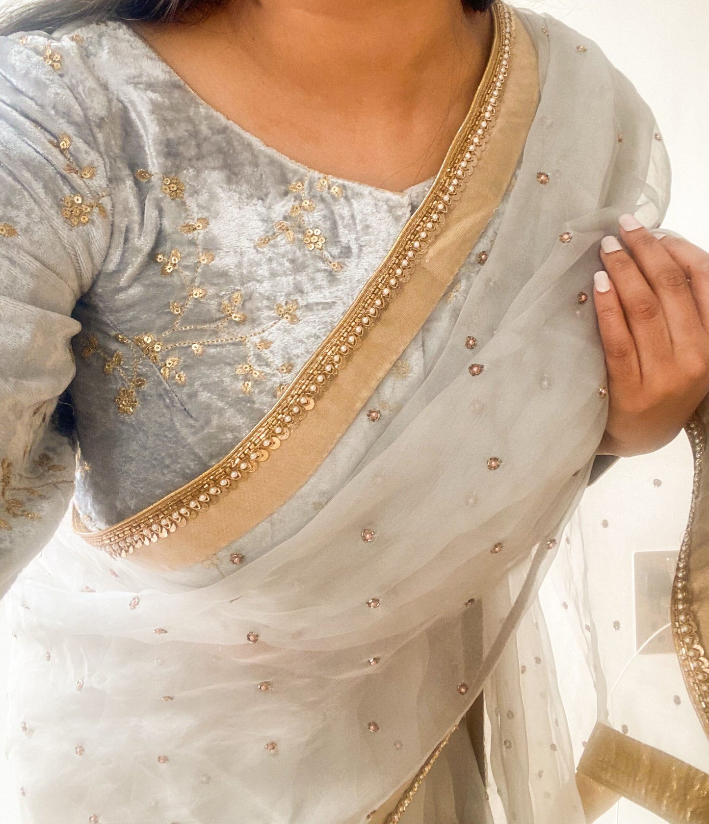 Amelia Organza Saree (Powder Blue)