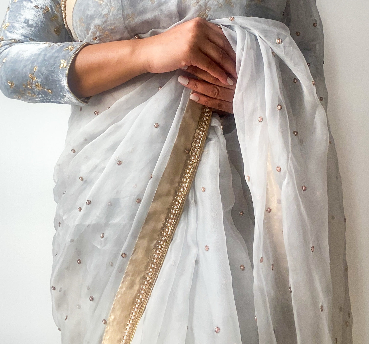 Amelia Organza Saree (Powder Blue)