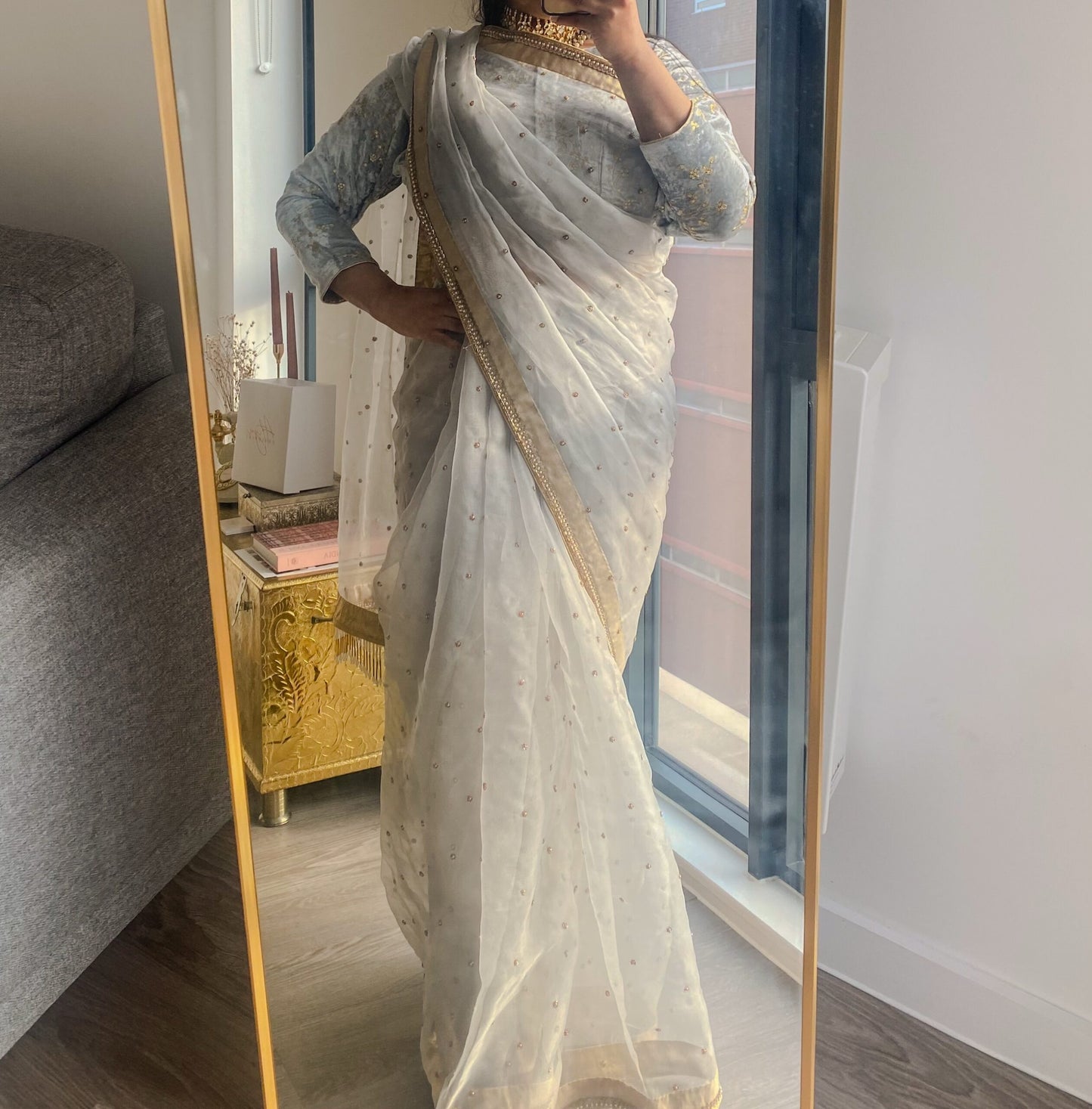 Amelia Organza Saree (Powder Blue)