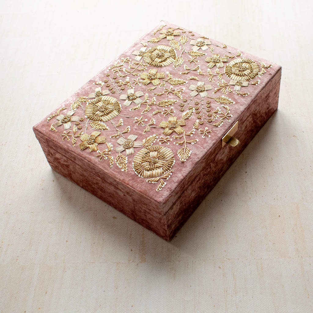 PRE-ORDER - Anaya Trousseau Box (Dusky Pink Velvet)