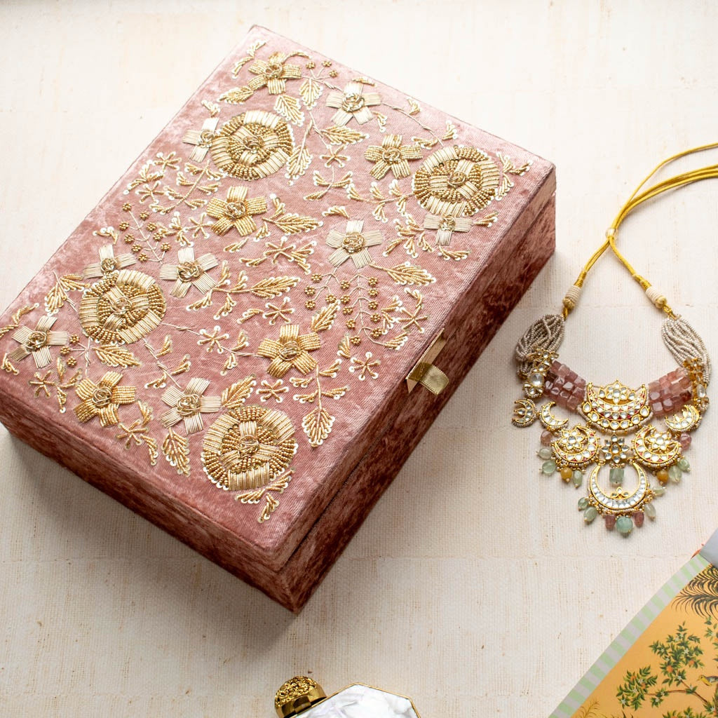 PRE-ORDER - Anaya Trousseau Box (Dusky Pink Velvet)