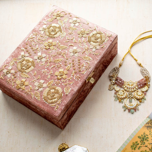 PRE-ORDER - Anaya Trousseau Box (Dusky Pink Velvet)