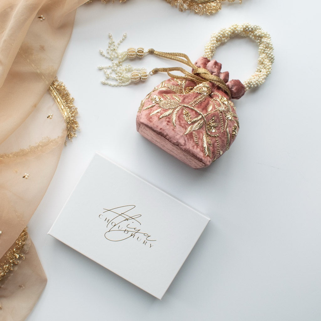 PRE-ORDER - Layla Potli Bag (Dusky Rose Pink Velvet)