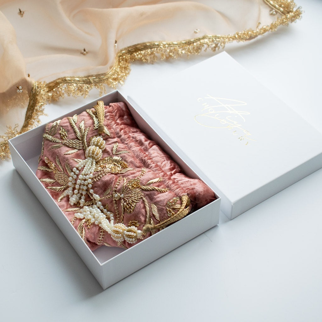 PRE-ORDER - Layla Potli Bag (Dusky Rose Pink Velvet)