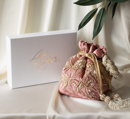 PRE-ORDER - Layla Potli Bag (Dusky Rose Pink Velvet)