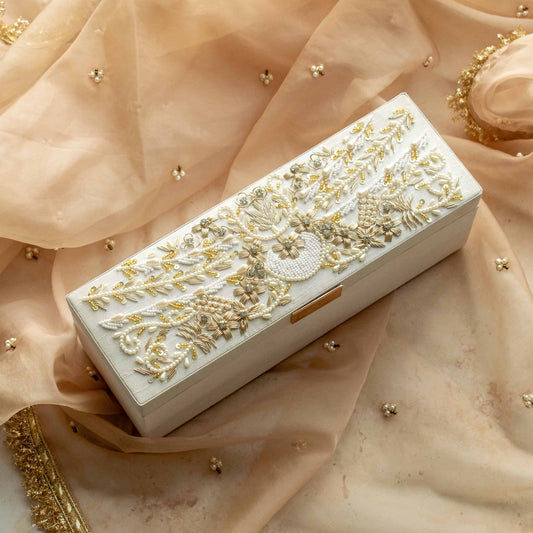 PRE-ORDER- AASHNA Bangle Box (Ivory Silk)