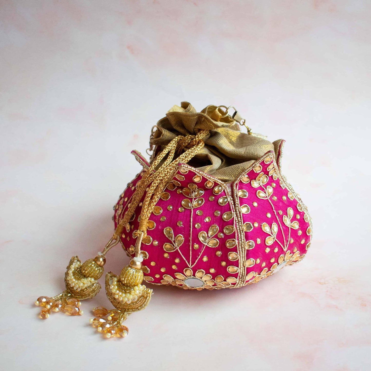 PRE-ORDER - LOTUS Potli Bag (Hot Pink)