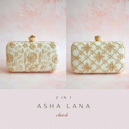 PRE-ORDER - 2 in 1 - Asha Lana Clutch (Dull Ivory)