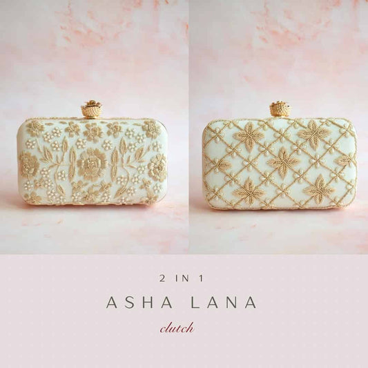 PRE-ORDER - 2 in 1 - Asha Lana Clutch (Dull Ivory)