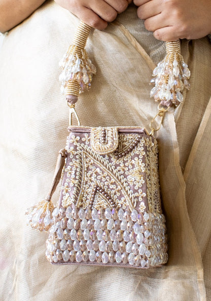 Talini Beaded Box Potli (Mauve) - LIMITED EDITION