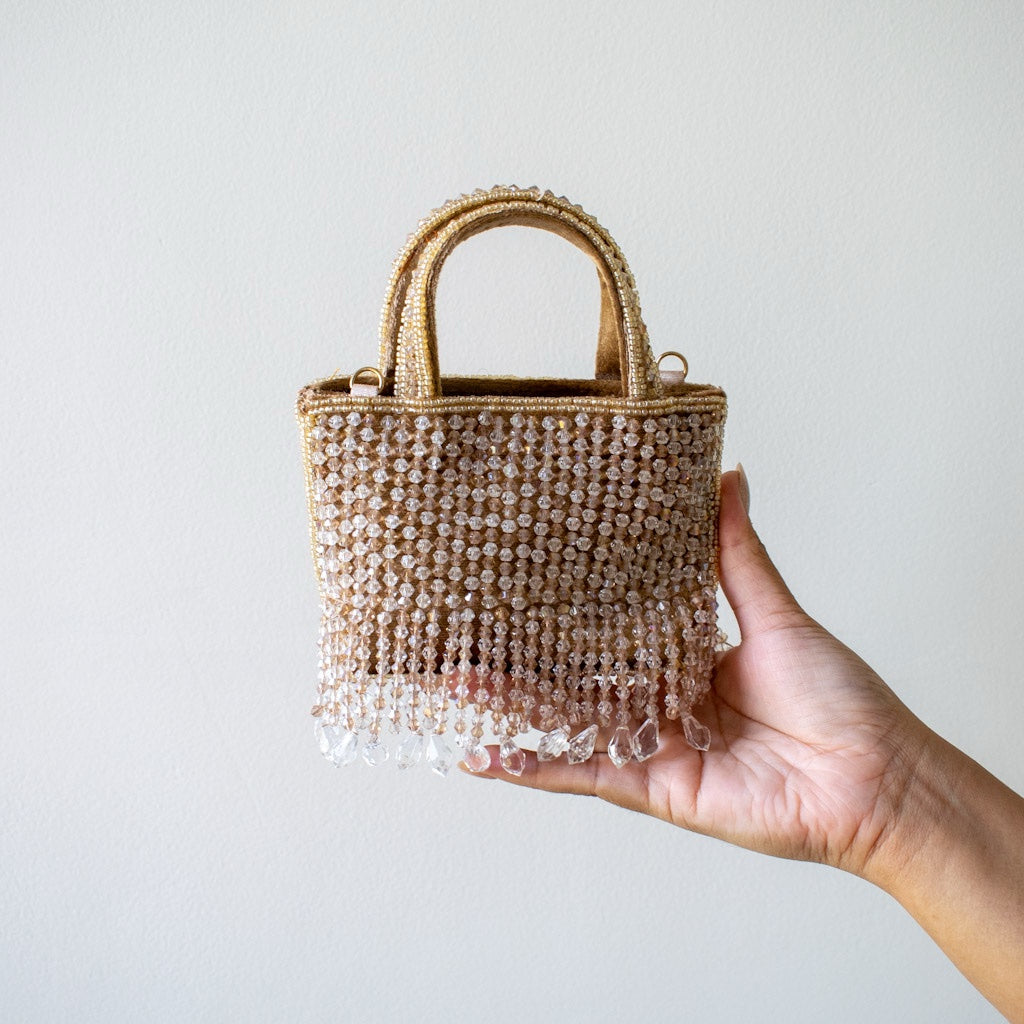 Crystal Fringe Mini Tote (Mocha) - LIMITED EDITION