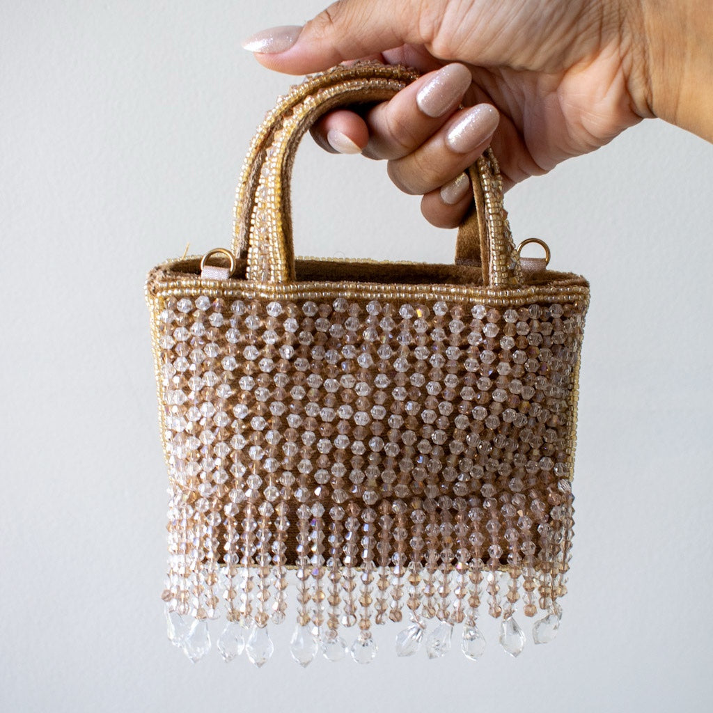 Crystal Fringe Mini Tote (Mocha) - LIMITED EDITION
