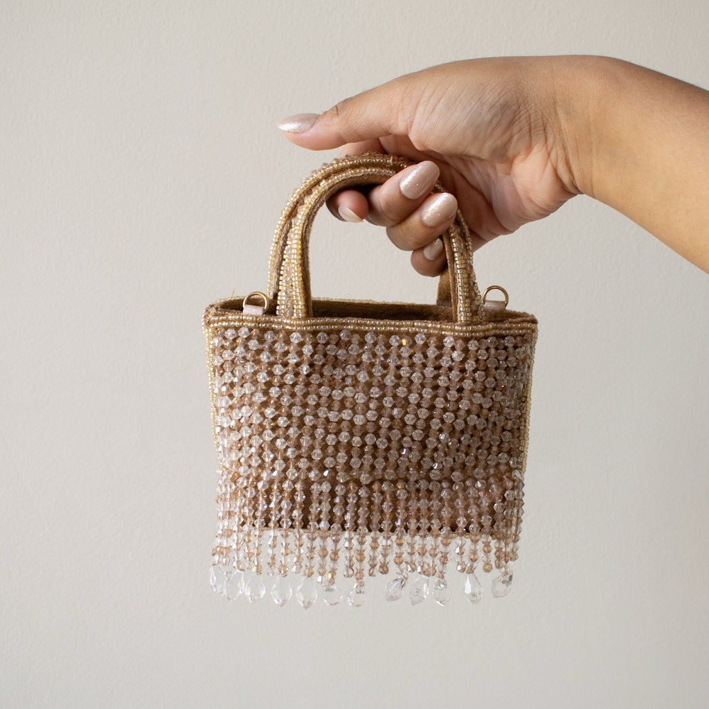 Crystal Fringe Mini Tote (Mocha) - LIMITED EDITION