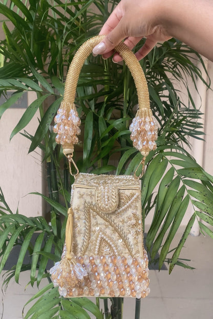 Talini Beaded Box Potli (Gold) - LIMITED EDITION