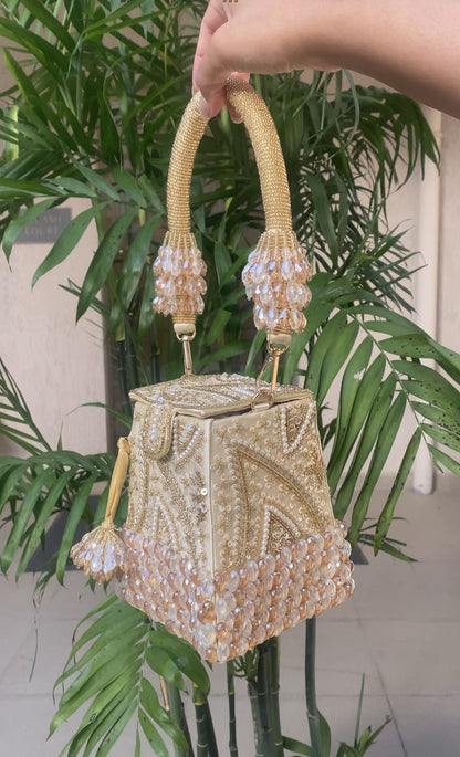 Talini Beaded Box Potli (Gold) - LIMITED EDITION