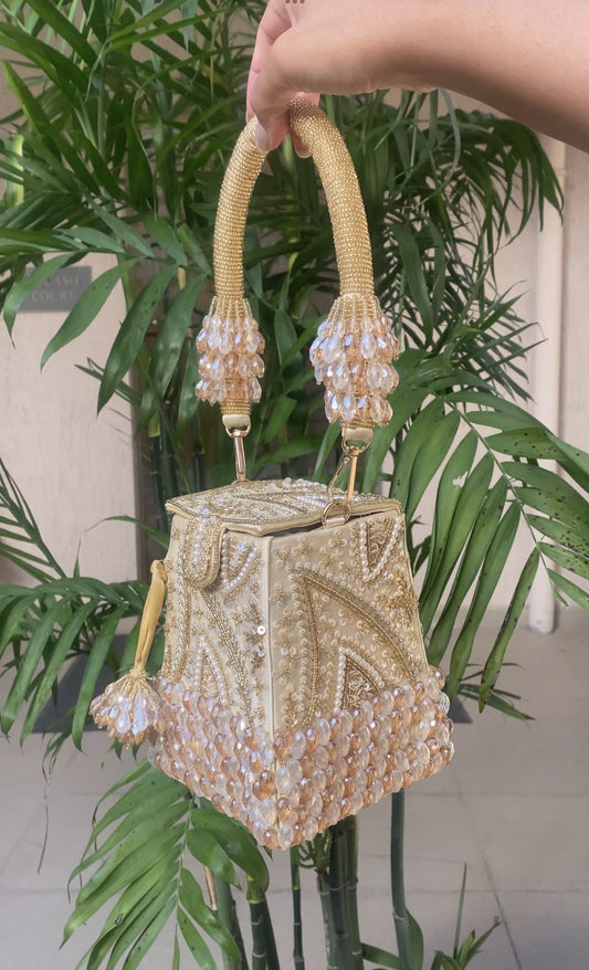 Talini Beaded Box Potli (Gold) - LIMITED EDITION