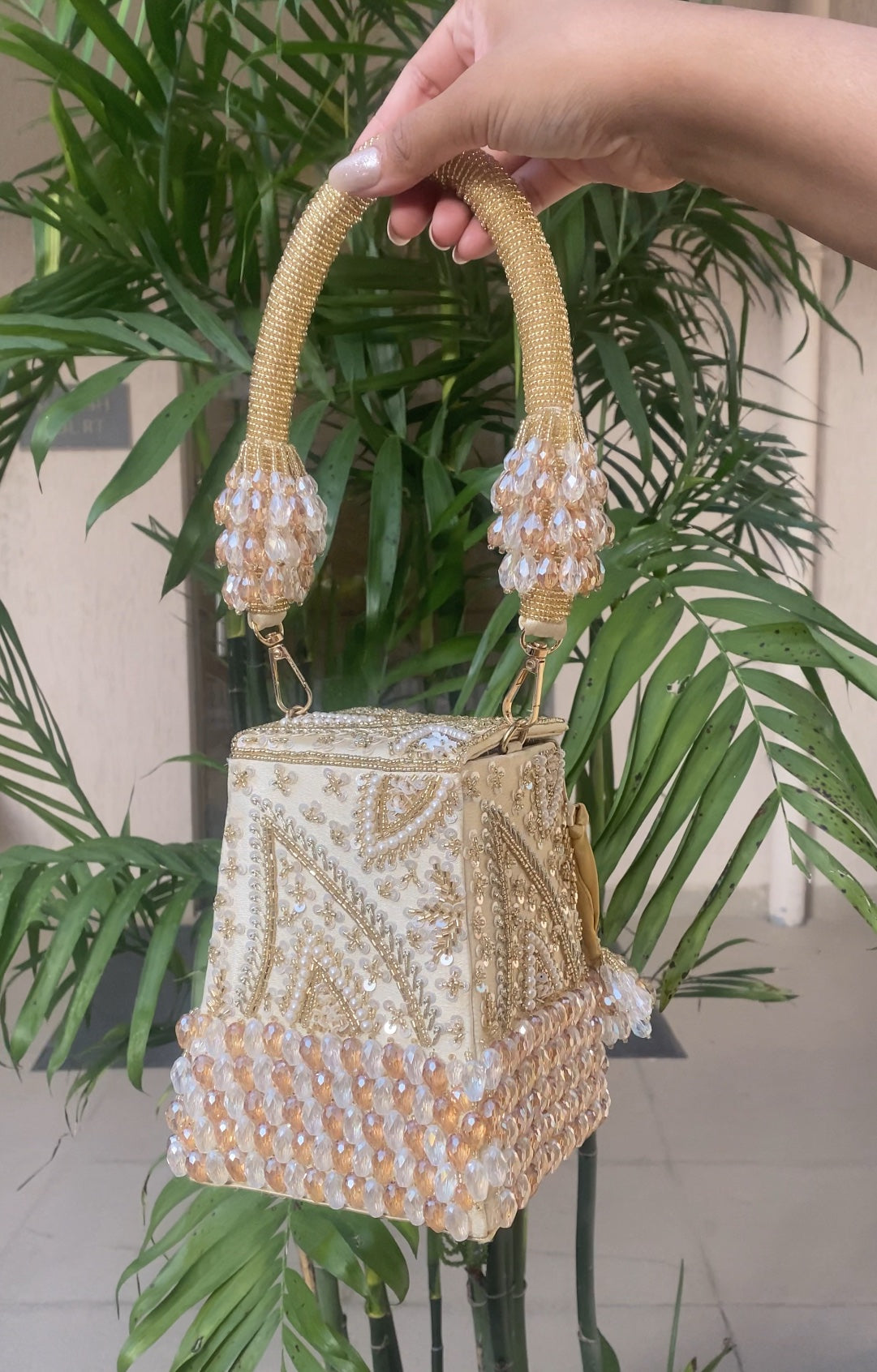 Talini Beaded Box Potli (Gold) - LIMITED EDITION