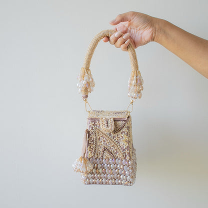 Talini Beaded Box Potli (Mauve) - LIMITED EDITION