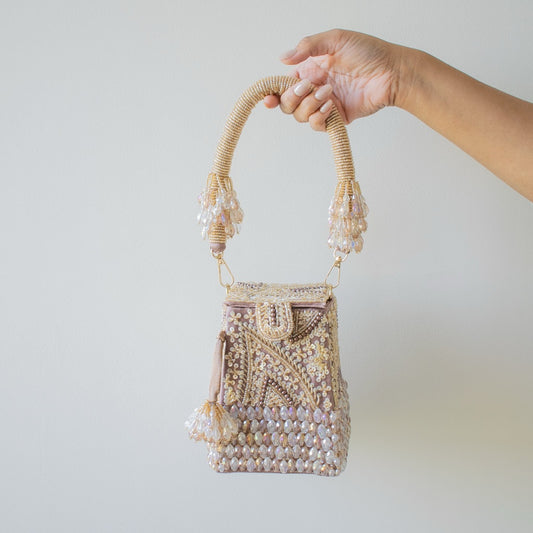 Talini Beaded Box Potli (Mauve) - LIMITED EDITION