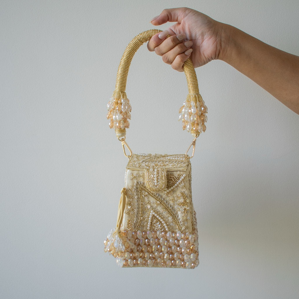 Talini Beaded Box Potli (Gold) - LIMITED EDITION