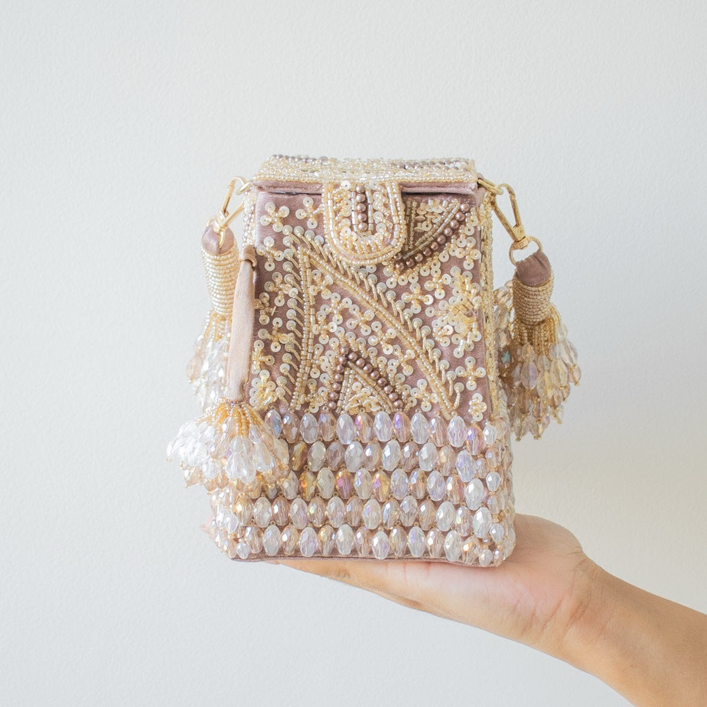 Talini Beaded Box Potli (Mauve) - LIMITED EDITION