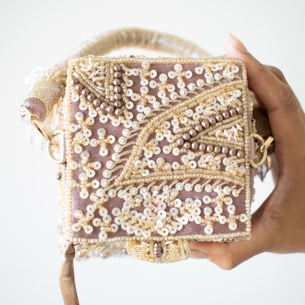 Talini Beaded Box Potli (Mauve) - LIMITED EDITION