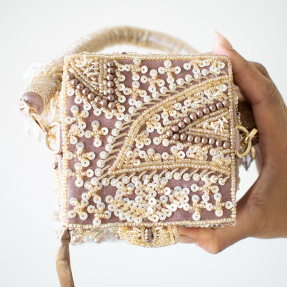 Talini Beaded Box Potli (Mauve) - LIMITED EDITION