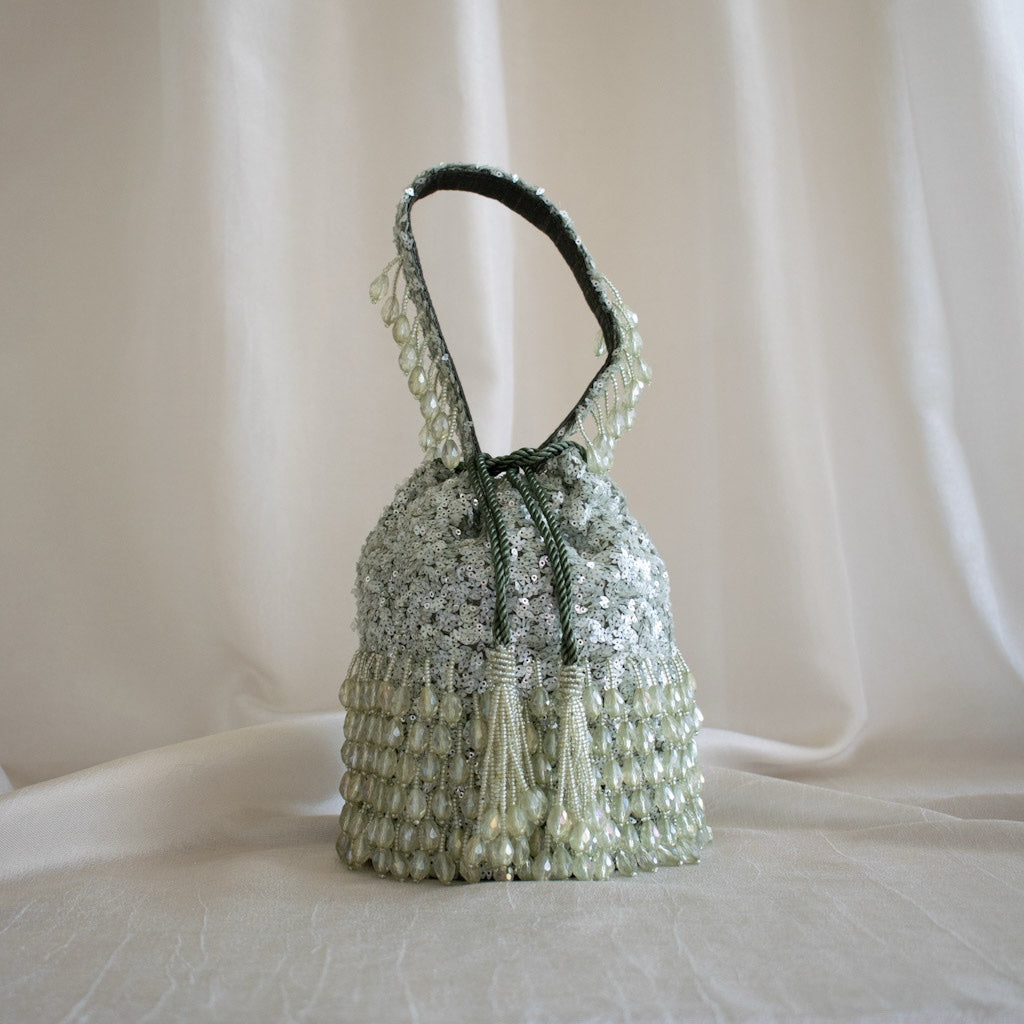 Raindrop Potli Bag (Sage Green)