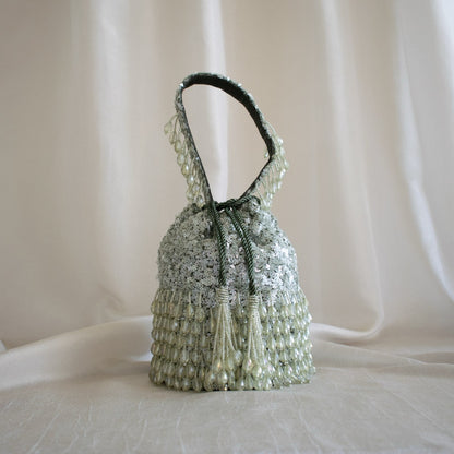 Raindrop Potli Bag (Sage Green)