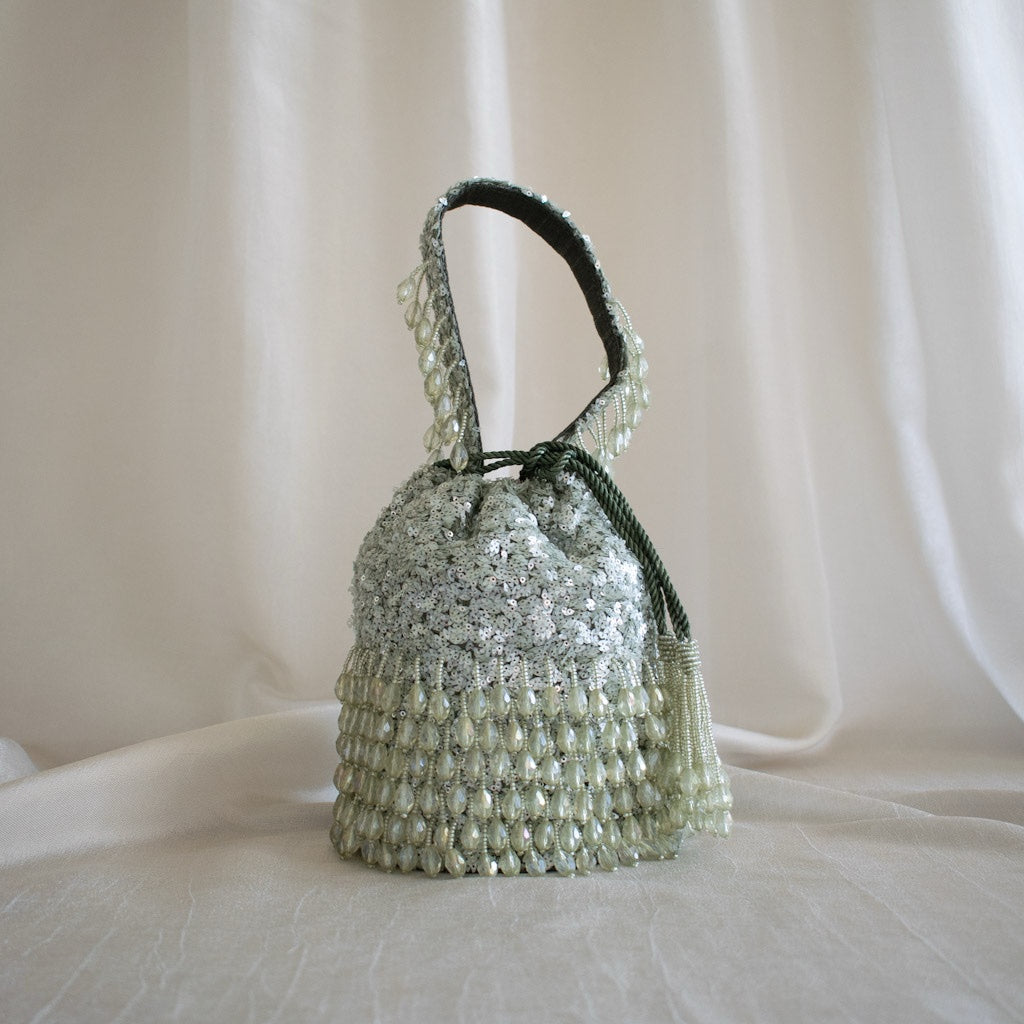 Raindrop Potli Bag (Sage Green)