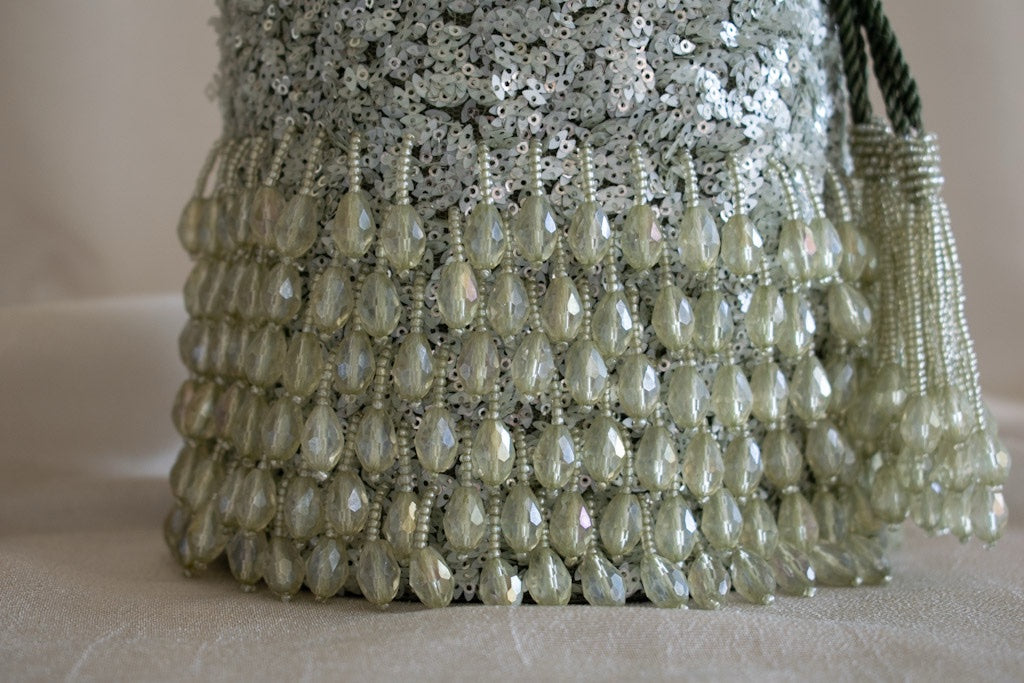 Raindrop Potli Bag (Sage Green)