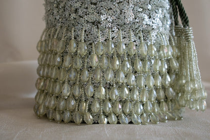 Raindrop Potli Bag (Sage Green)