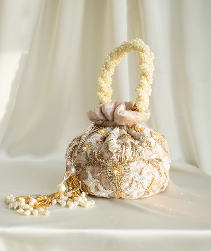 PRE-ORDER - Meena Potli Bag (Nude Pink Velvet)