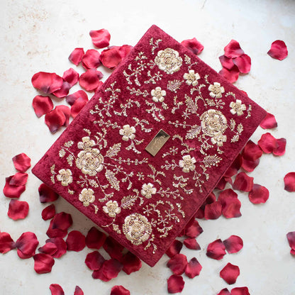 PRE-ORDER - ANAYA TROUSSEAU BOX (Red Maroon Velvet)