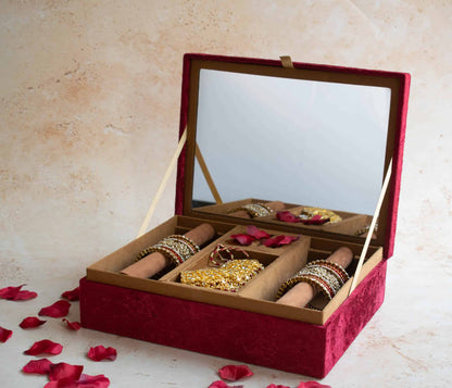PRE-ORDER - ANAYA TROUSSEAU BOX (Red Maroon Velvet)