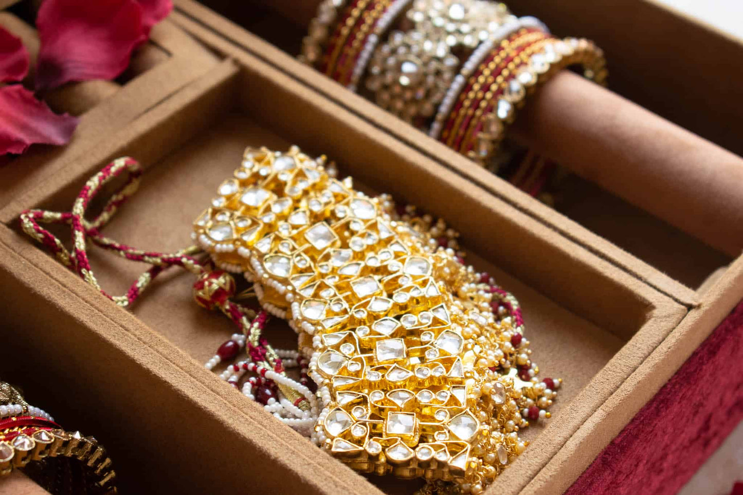 PRE-ORDER - ANAYA TROUSSEAU BOX (Red Maroon Velvet)