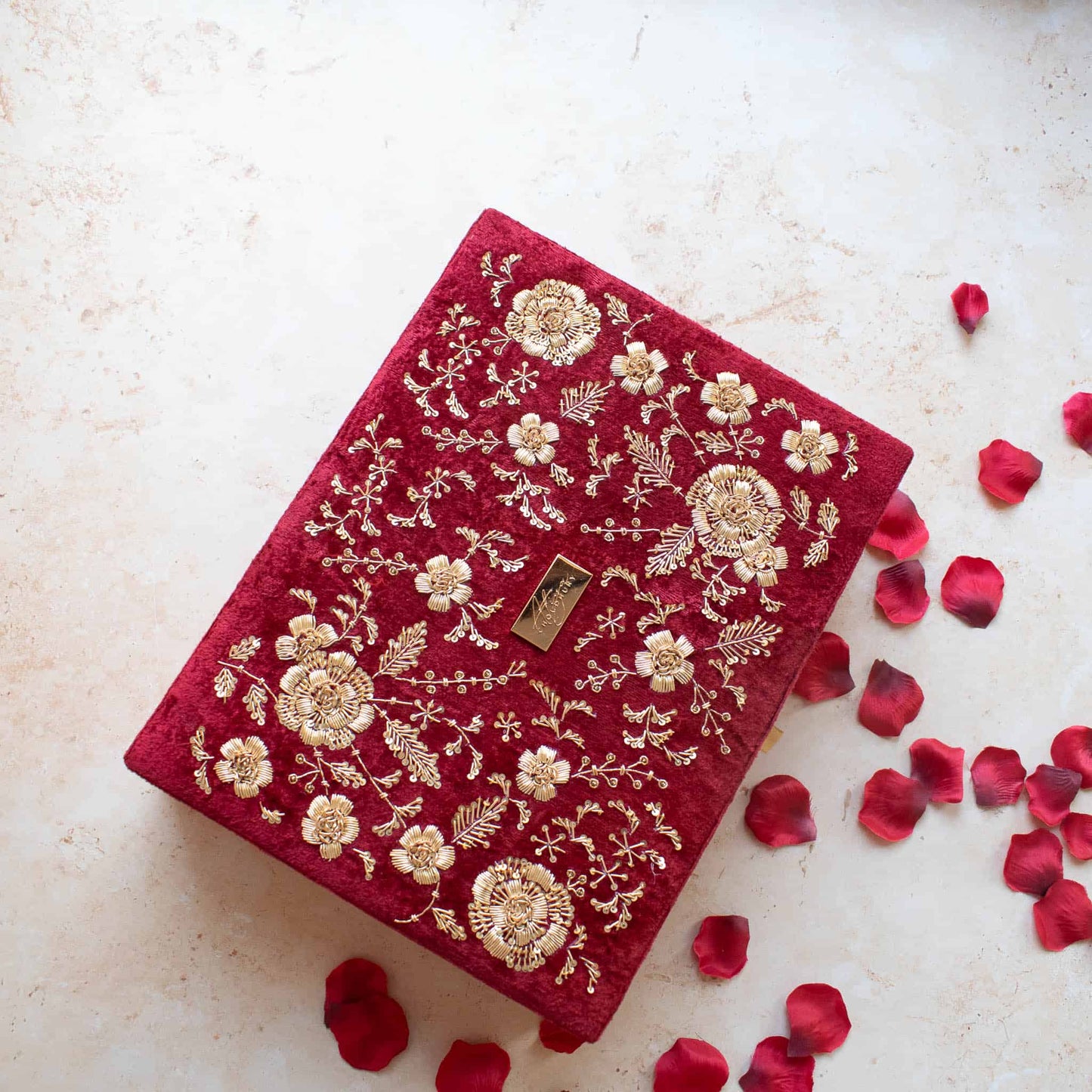 PRE-ORDER - ANAYA TROUSSEAU BOX (Red Maroon Velvet)