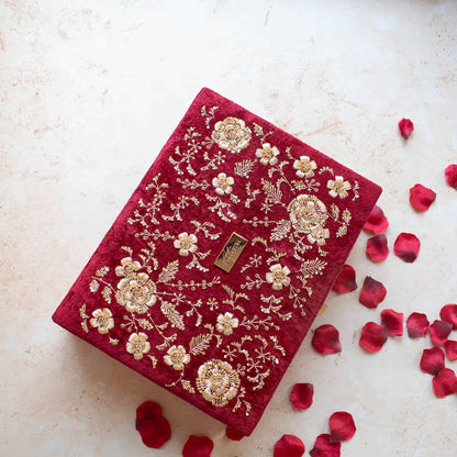 PRE-ORDER - ANAYA TROUSSEAU BOX (Red Maroon Velvet)