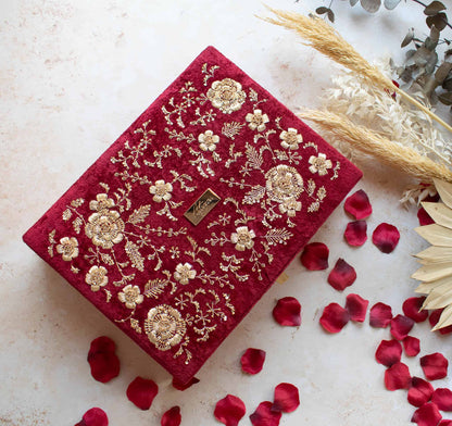 PRE-ORDER - ANAYA TROUSSEAU BOX (Red Maroon Velvet)