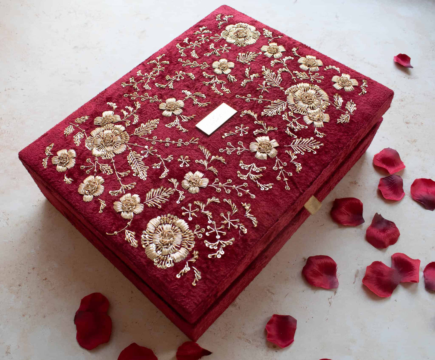 PRE-ORDER - ANAYA TROUSSEAU BOX (Red Maroon Velvet)