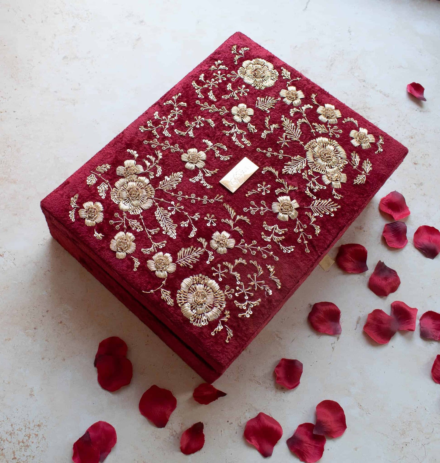 PRE-ORDER - ANAYA TROUSSEAU BOX (Red Maroon Velvet)