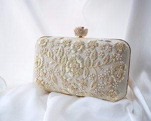 Mahiya round Embroidery clutch designer Atiya Choudhury luxury Bridal handbag gift for her Indian bride