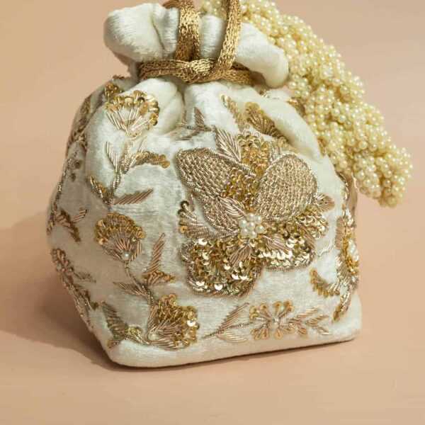 Arisha Potli Bag (Ivory Velvet) - Image 2