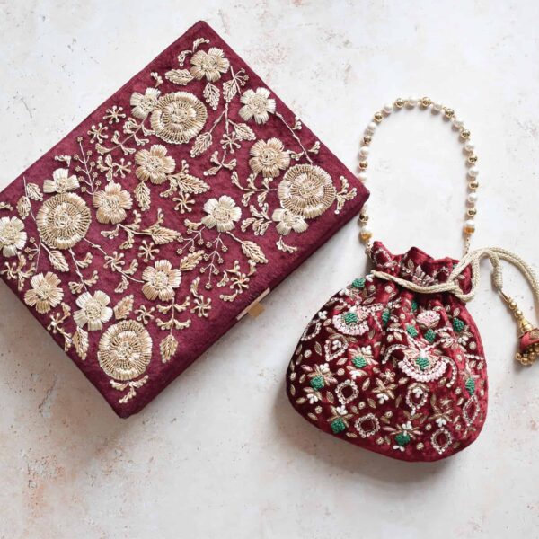 PRE-ORDER / ANAYA TROUSSEAU BOX (Maroon Velvet) - Image 5