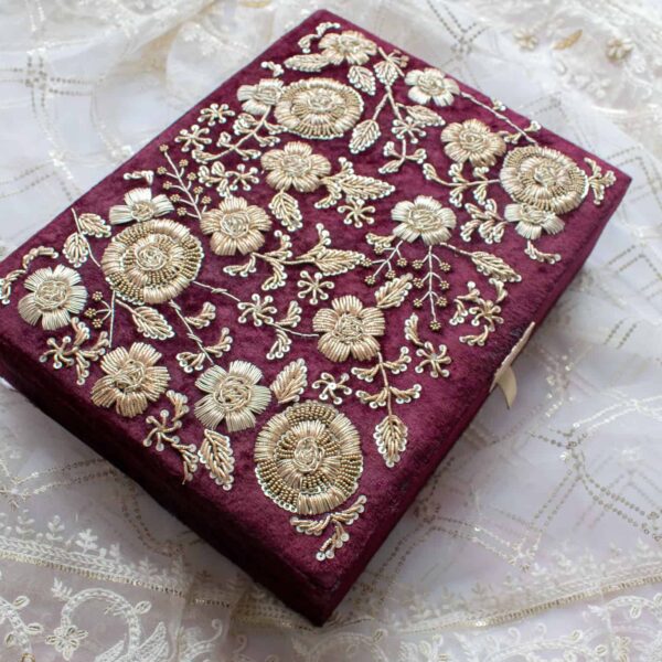 PRE-ORDER / ANAYA TROUSSEAU BOX (Maroon Velvet) - Image 3